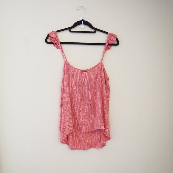 * Billabong Main Squeeze Ruffle Tank Pink Coral Kiss Top sz M - Picture 7 of 8